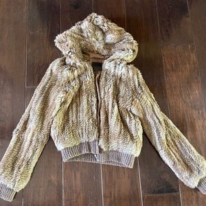 Joie Genuine Rabbit Fur Bomber Jacket